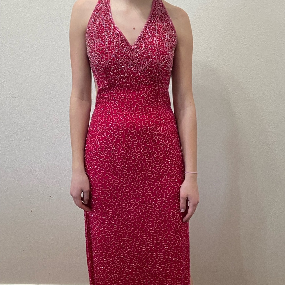 Elegant Pink Halter Dress